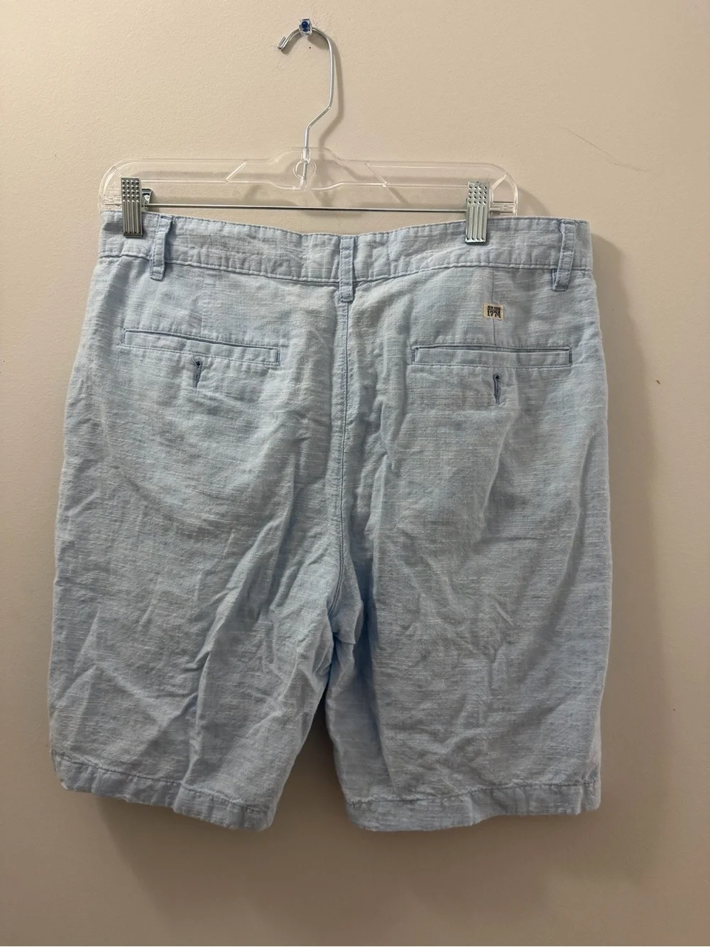 Alexander Julian Light Blue Flat-Front Linen-Blend Shorts